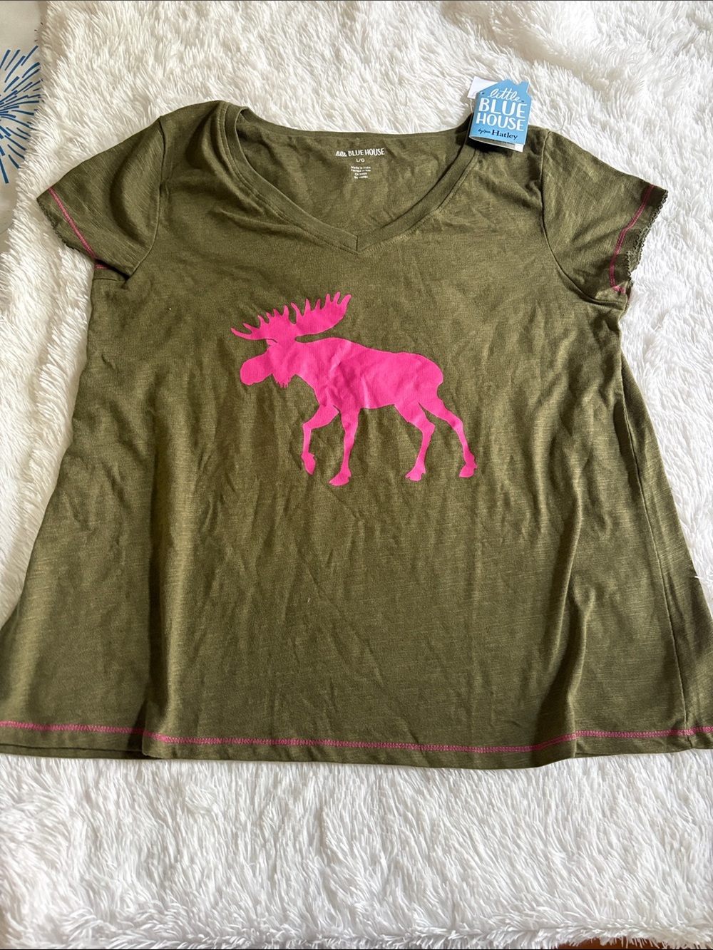 NWT LITTLE BLUE HOUSE MOOSE PRINT T SHIRT